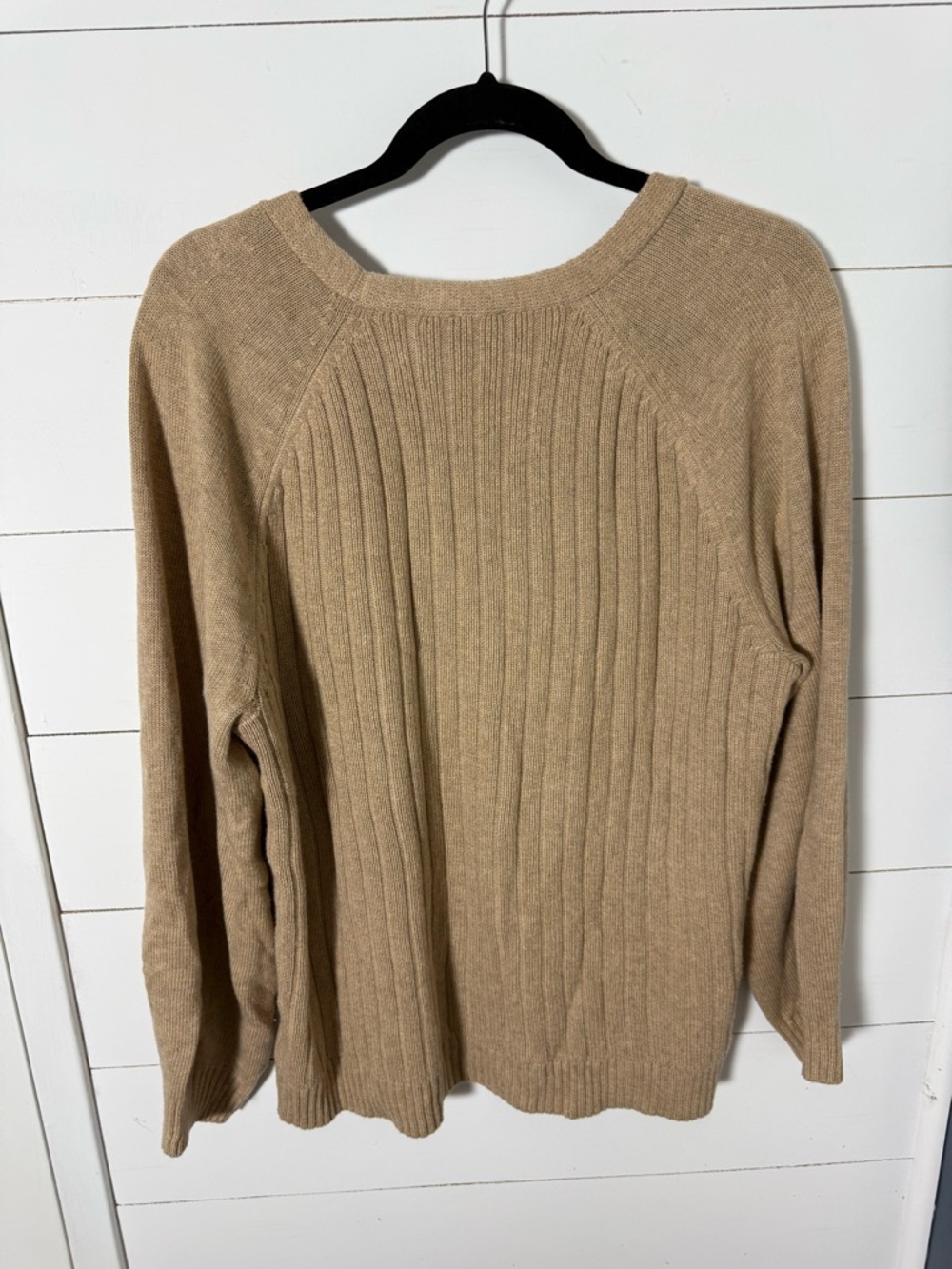 Talbots Neutral Ribbed V-Neck Sweater in Taupe - Picture 4 of 5